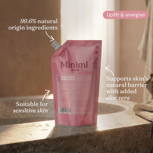 Miniml Bodywash & Bubble Bath Refill Pink Grapefruit & Aloe Vera