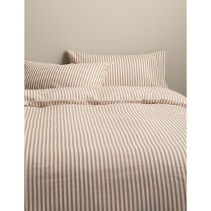 Cotton Blend Simple Stripe Bedding Set, Biscuit, Single