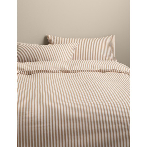 M&S Cotton Blend Simple Stripe Bedding Set, Biscuit, Super King