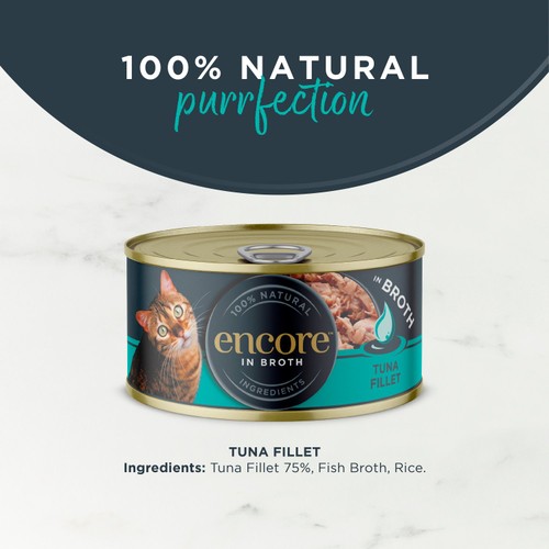 Encore Natural Wet Cat Food Tin Tuna Fillet in Broth