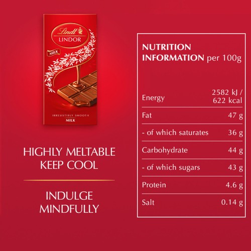 Lindt Lindor Milk Chocolate Bar 