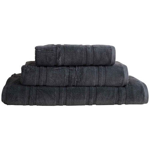 M&S Luxury Egyptian Cotton Striped Bath Towel, Charcoal