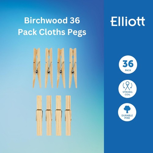 Elliotts Birchwood Clothes Pegs 36 Pack