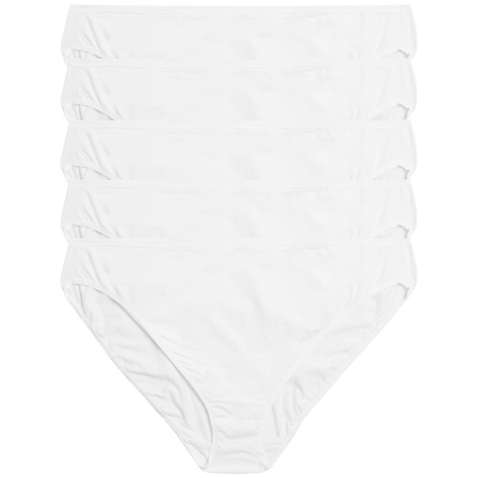 M&S Collection No VPL Cotton Modal High Leg Knickers, 5 Pack, 18, White ...