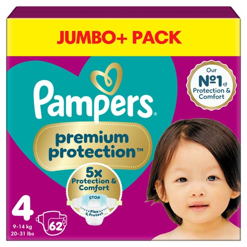 Pampers Premium Protection Nappies, Size 4 (9-14kg) Jumbo+ Pack