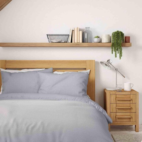M&S Pure Cotton Waffle Bedding Set, Double, Grey