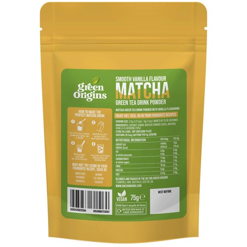 Green Origins Smooth Vanilla Matcha Green Tea Drink Powder