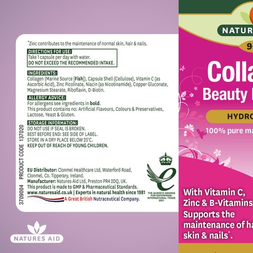 Natures Aid Collagen Beauty Formula Supplement Capsules 