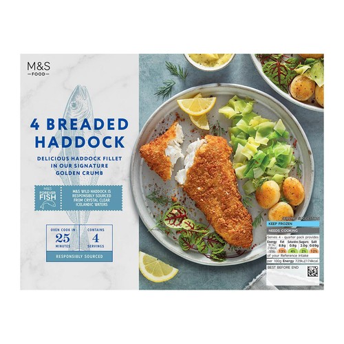 M&S 4 Breaded Haddock Fillets Frozen