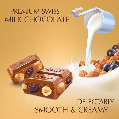 Lindt Gold Bar Milk Chocolate, Hazelnut & Raisin