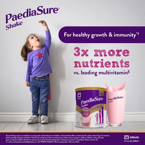 PaediaSure Shake Strawberry Nutritional Supplement Powder, 1-10 Yrs 