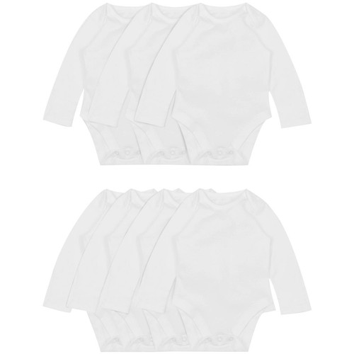 M&S Baby Cotton Long Sleeve Bodysuits, White, 18-24 Months  