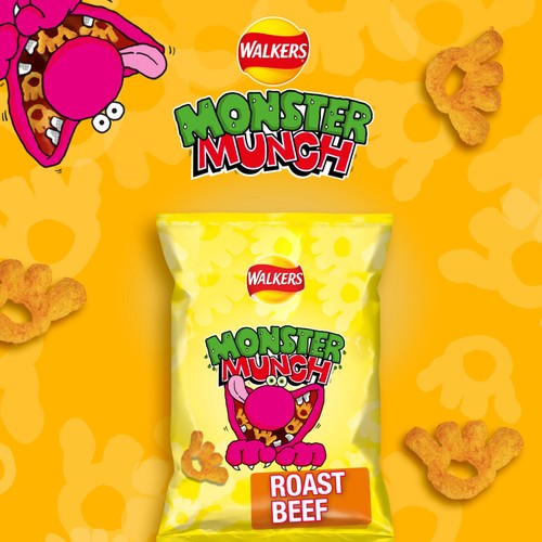Walkers Monster Munch Roast Beef Multipack Snacks Crisps 6x20g