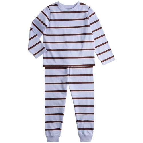 M&S Boys Pure Cotton Striped Pyjamas, 8-9 Y, Blue Mix