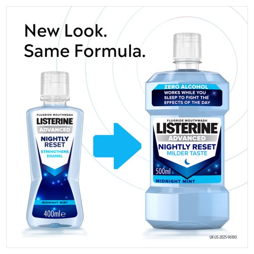 Listerine Advanced Nightly Reset Milder Taste Alcohol Free Mouthwash