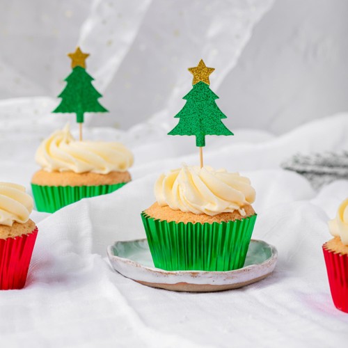Glitter Christmas Tree Cupcake Toppers