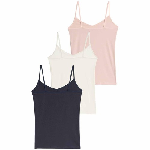 M&S Womens Cotton Rich Strappy Vests, 18, Navy