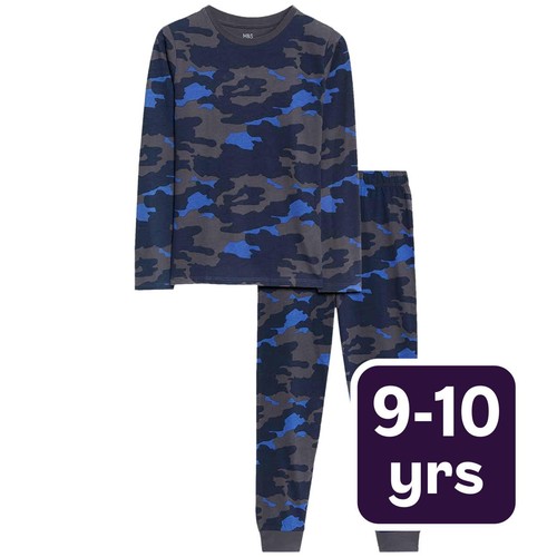 M&S Camo Pyjamas, 9-10 Years, Blue