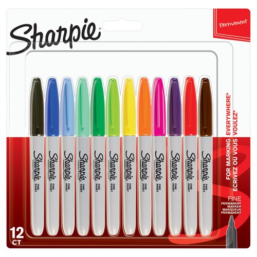 Sharpie Permanent Markers, Fine Point, Assorted Colours