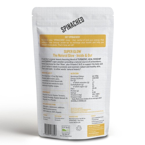 Spinached Organic Super Glow Skin, Hair & Nails Superfood Supplement Powder