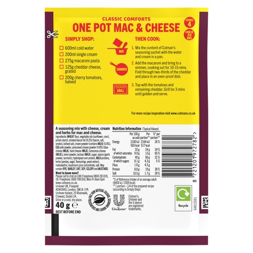 Colman's One Pot Mac & Cheese Recipe Mix