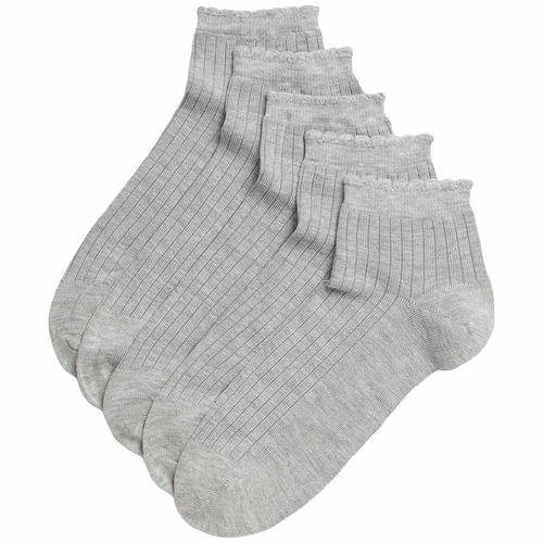 M&S Womens 5 Pack Seamless Toes Anklet Socks, 6-8, Grey