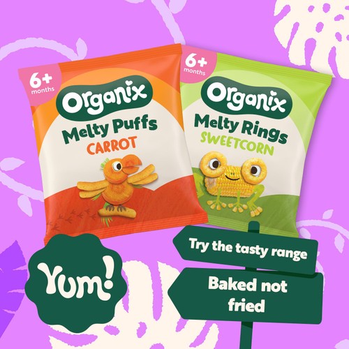 Organix Melty Carrot Puffs Baby Snack Multipack 6+ Months