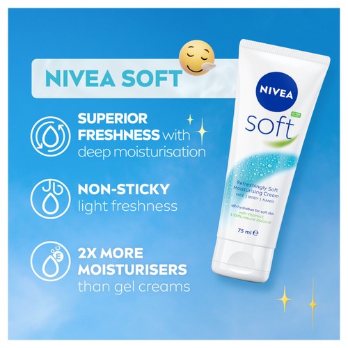 NIVEA Soft Moisturiser Cream for Face Hands & Body
