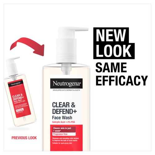 Neutrogena Clear and Defend+ Face Wash with Salicylic Acid + 2% PHA