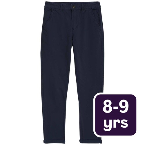 M&S Boys Collection, Cotton Rich Chinos, 8-9 Years, Navy