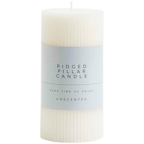 M&S Ridged Pillar Candle, White