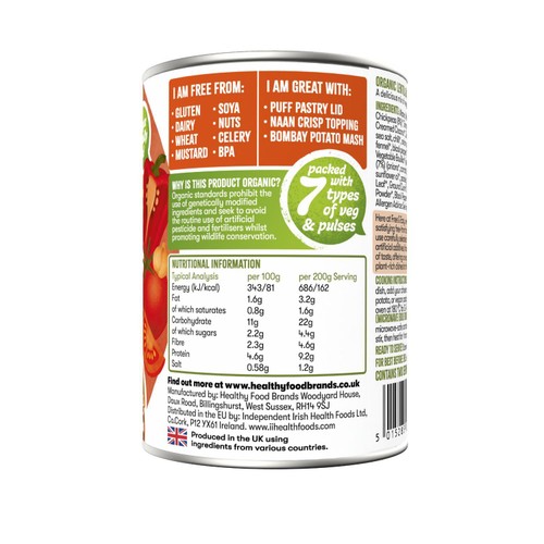 Free & Easy Organic Free From Lentil & Veg Balti Pie Filling