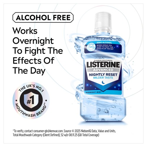 Listerine Advanced Nightly Reset Milder Taste Alcohol Free Mouthwash