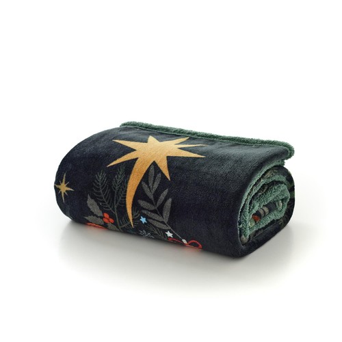 Deyongs Traditional Tree Navy Sherpa Throw