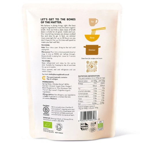 Borough Broth Free-Range Organic Chicken Bone Broth Large Pack 