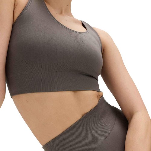 M&S Womens Goodmove Scoop Neck Seamless Fitted Crop Top, XL, Mid Grey