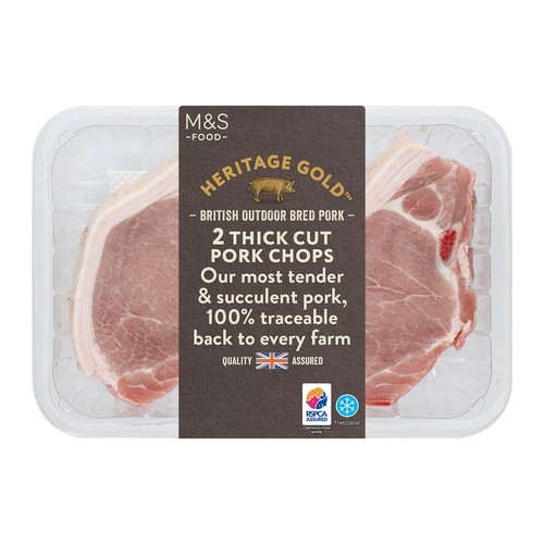 M&S Heritage Gold British Outdoor Bred 2 Thick Cut Pork Chops