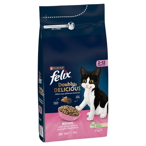 Felix Doubly Delicious Kitten Salmon & Vegetables Dry Cat Food