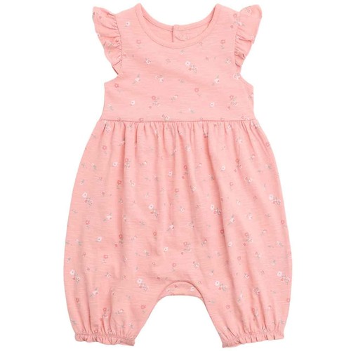 M&S Cotton Floral Romper, 6-9 Months, Pink