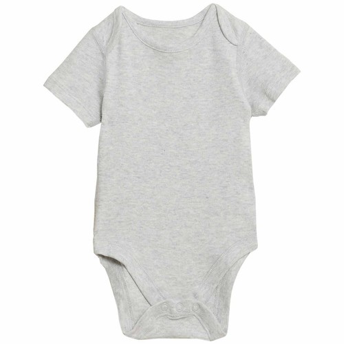 M&S 7pk Lion Bodysuits, 0-3 M, Grey Mix