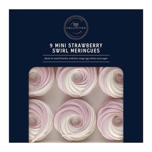 M&S Collection 9 Mini Strawberry Swirl Meringues