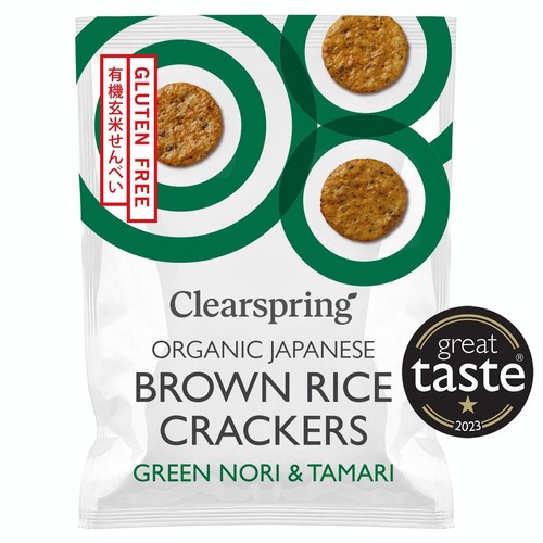 Clearspring Organic Japanese Brown Rice Crackers - Green Nori & Tamari