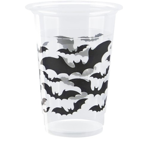 Halloween Black Bats Plastic Party Cups, 473ml