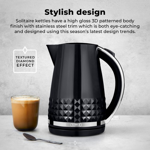 Tower Solitaire 1.5L 3KW Kettle Black