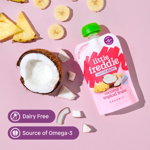 Little Freddie Organic Good for Brains Coconut & Tropical Fruits Pouch 6+ M