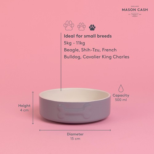 Mason Cash Colour Mix Grey Dog Bowl 15cm