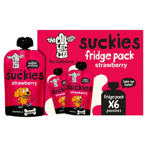 The Collective Strawberry Suckies Multipack Kids Yoghurt, 6 x 90g