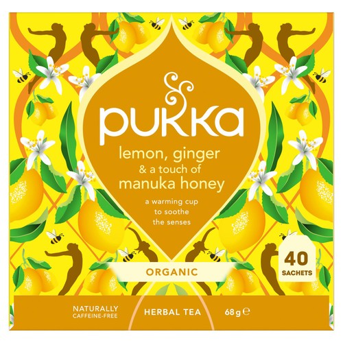 PUKKA Organic Lemon, Ginger & Manuka Honey 40 Herbal Tea Bags