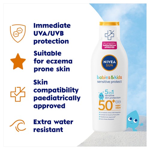 NIVEA SUN Kids Sensitive Protect SPF 50+ Sun Lotion