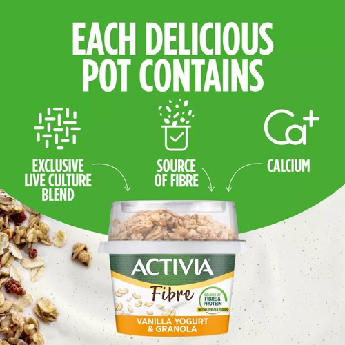 Activia Vanilla & Granola Low Fat Gut Health Yoghurt Breakfast Pot